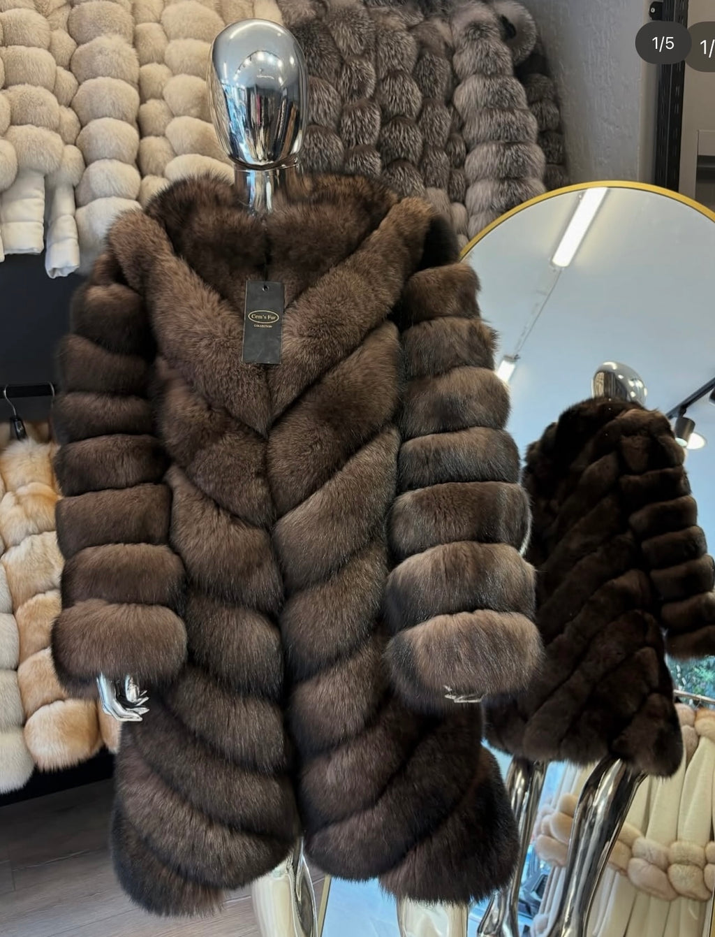 Kožich černá liška - rozepínatelný