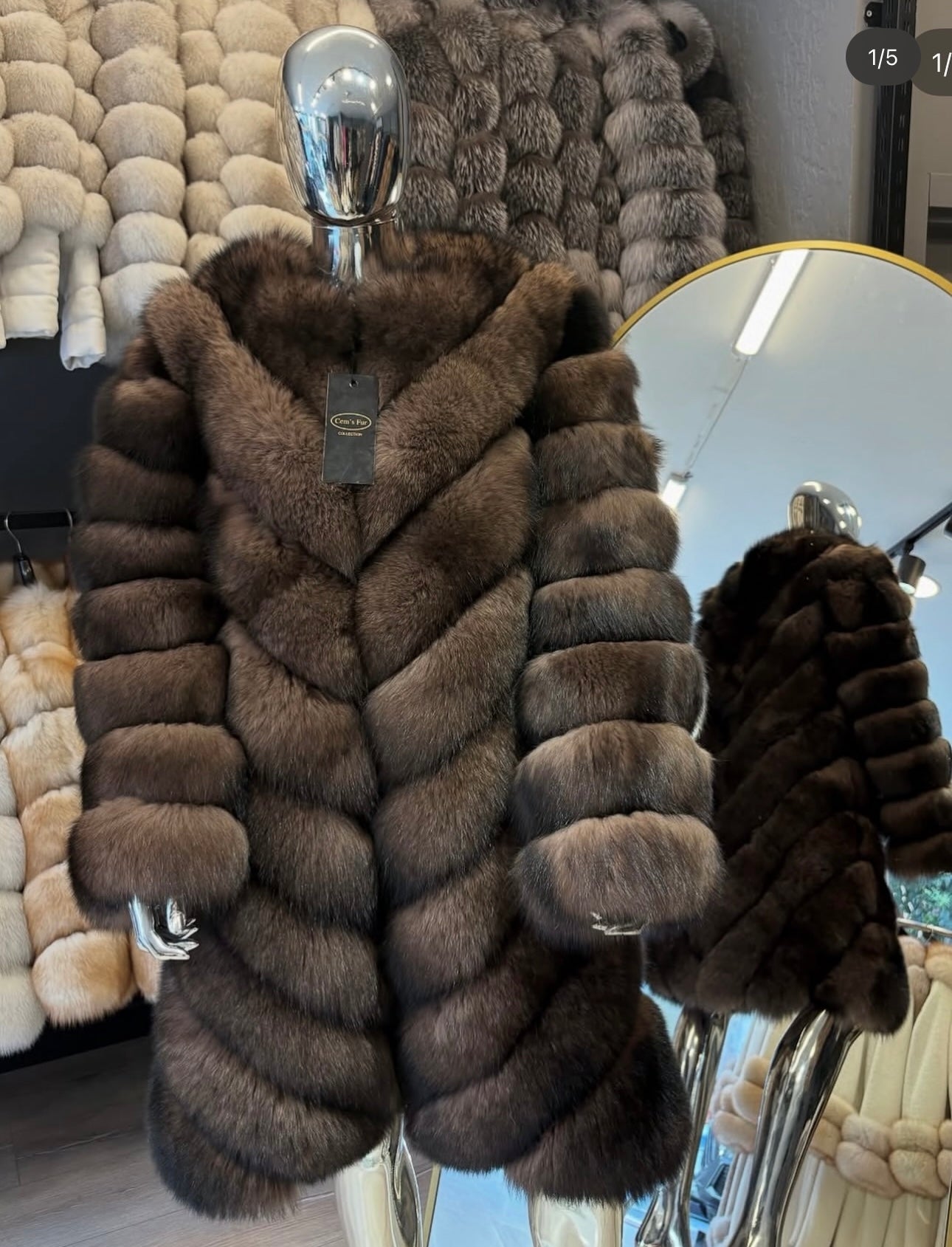 Kožich černá liška - rozepínatelný