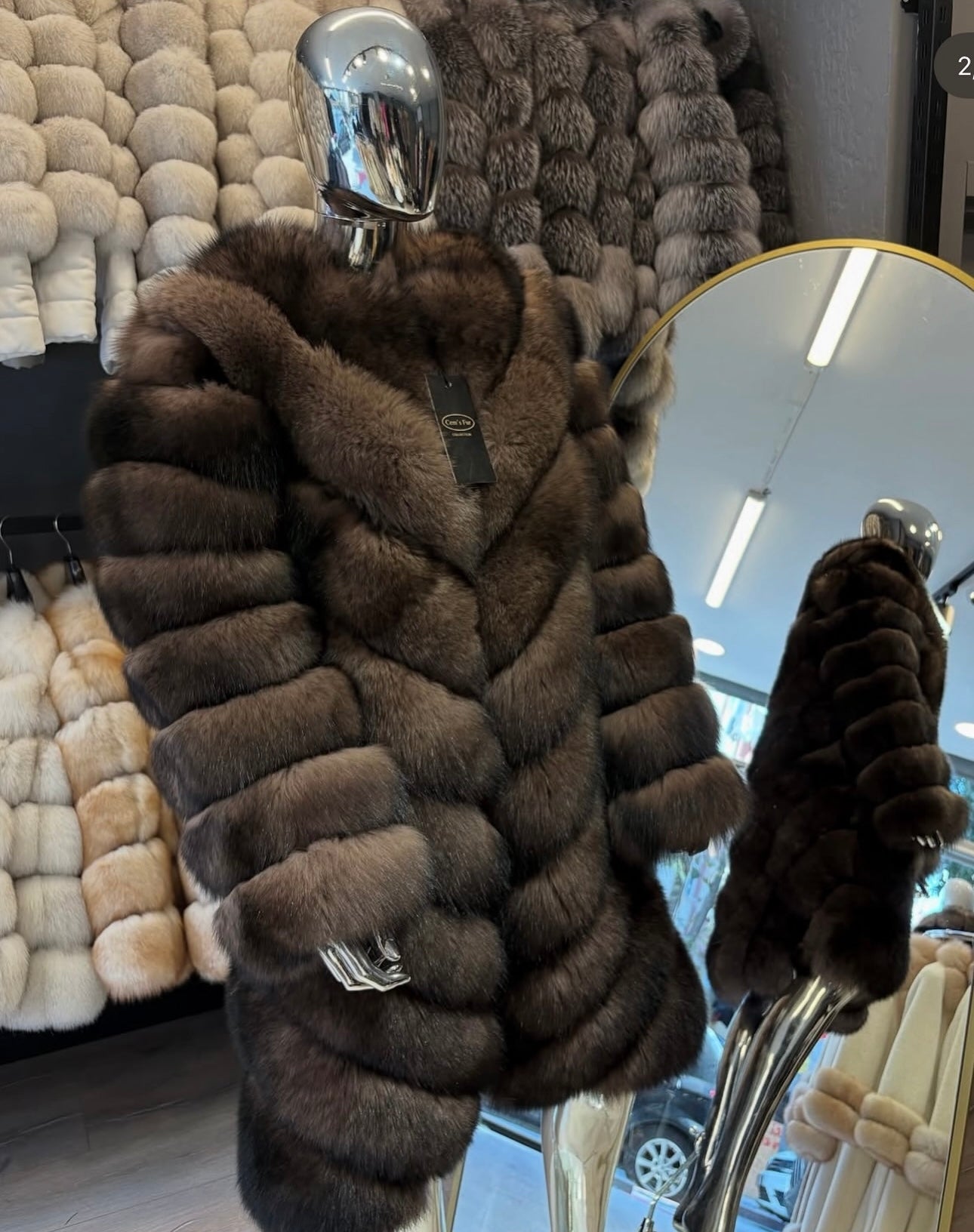 Kožich černá liška - rozepínatelný