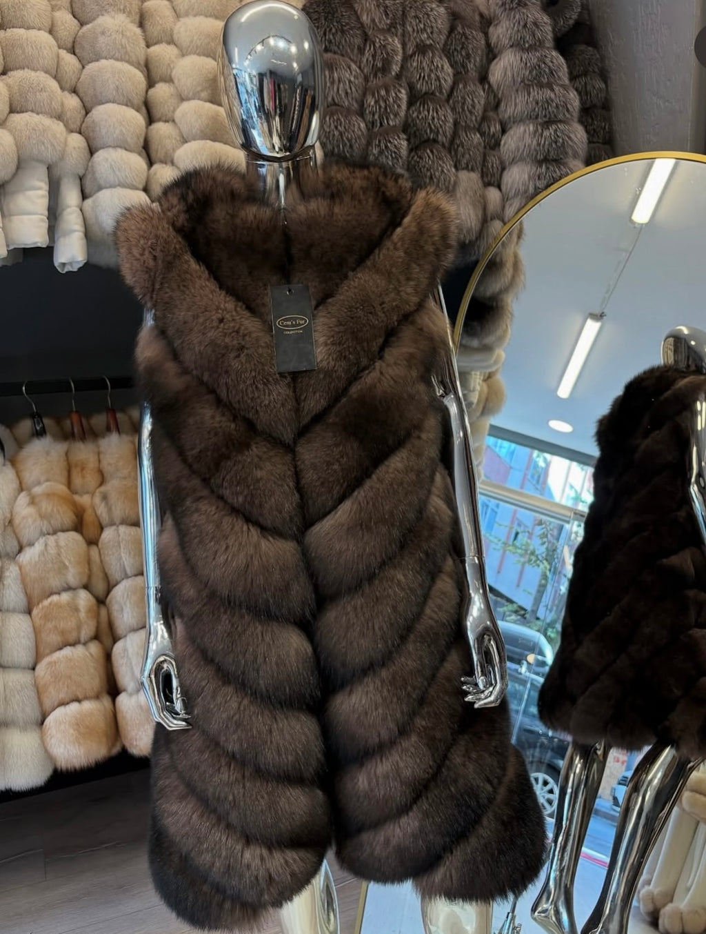 Kožich černá liška - rozepínatelný