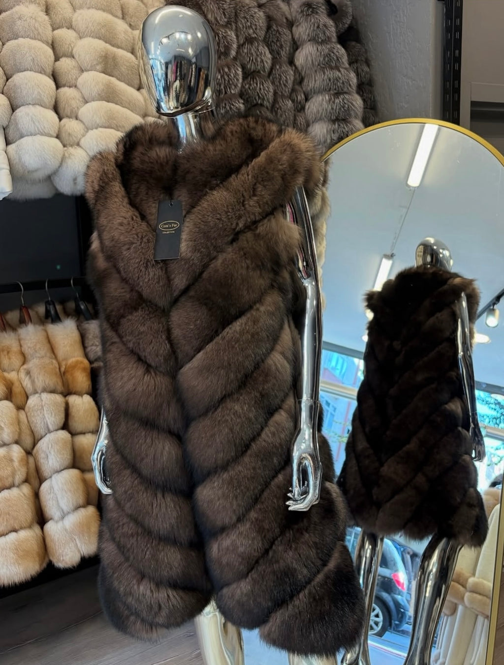 Kožich černá liška - rozepínatelný