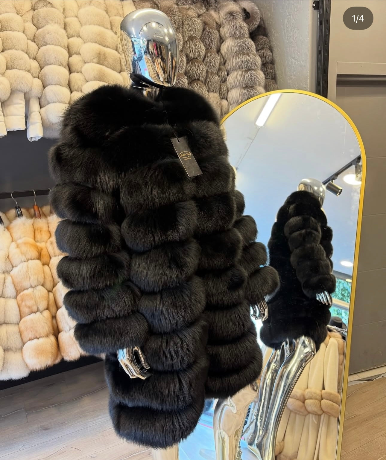 Kožich černá liška - rozepínatelný