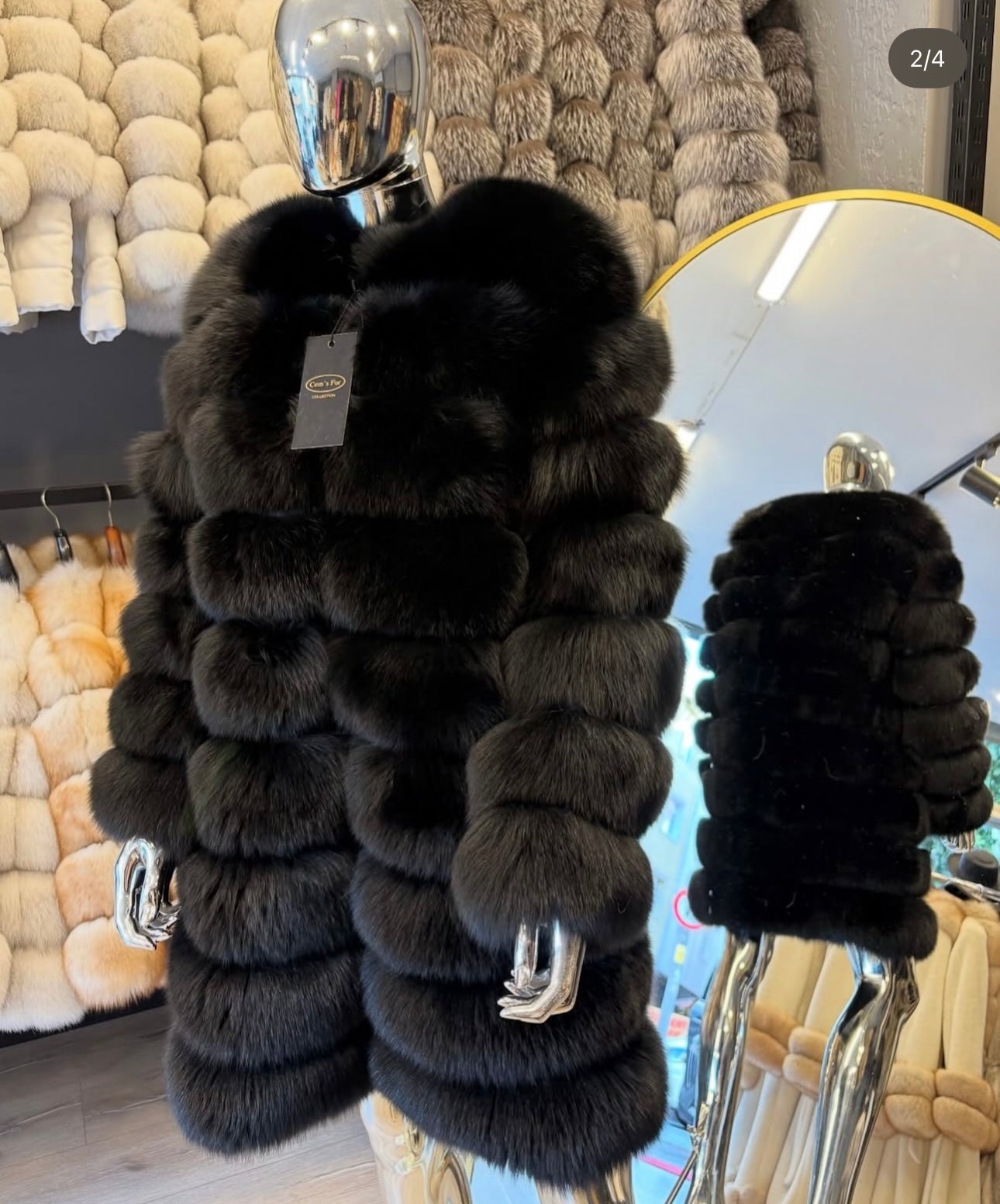 Kožich černá liška - rozepínatelný