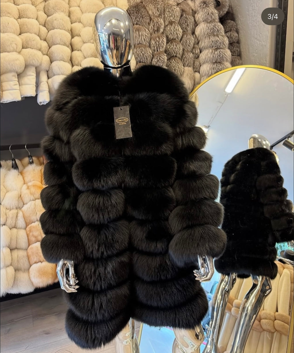 Kožich černá liška - rozepínatelný