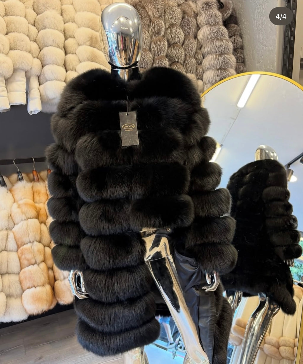 Kožich černá liška - rozepínatelný